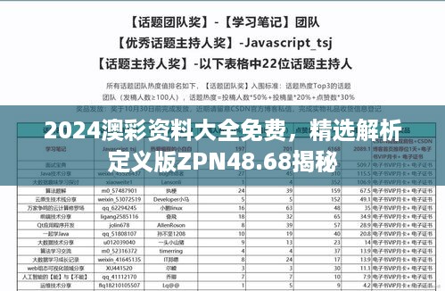 2024澳彩资料大全免费，精选解析定义版zpn48.68揭秘