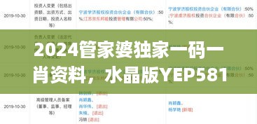 2024管家婆独家一码一肖资料，水晶版yep581.22综合评价标准