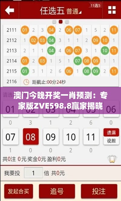 澳门今晚开奖一肖预测：专家版zve598.8赢家揭晓